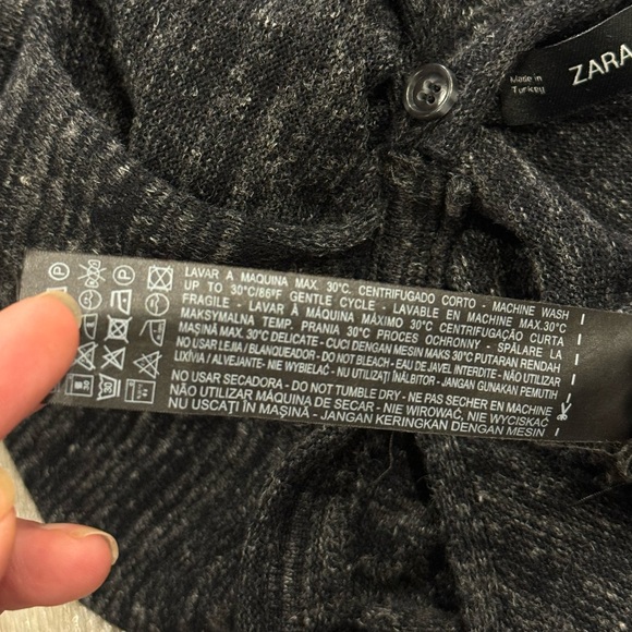 Zara Knit Sleeveless V-Neck Jumpsuit Women Size Medium Gray Linen Blend Pockets - Picture 16 of 16